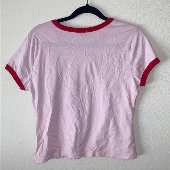 🎱Vintage “Mega Babe” pink baby tee with yellow and red details! - Picture 3 of 8